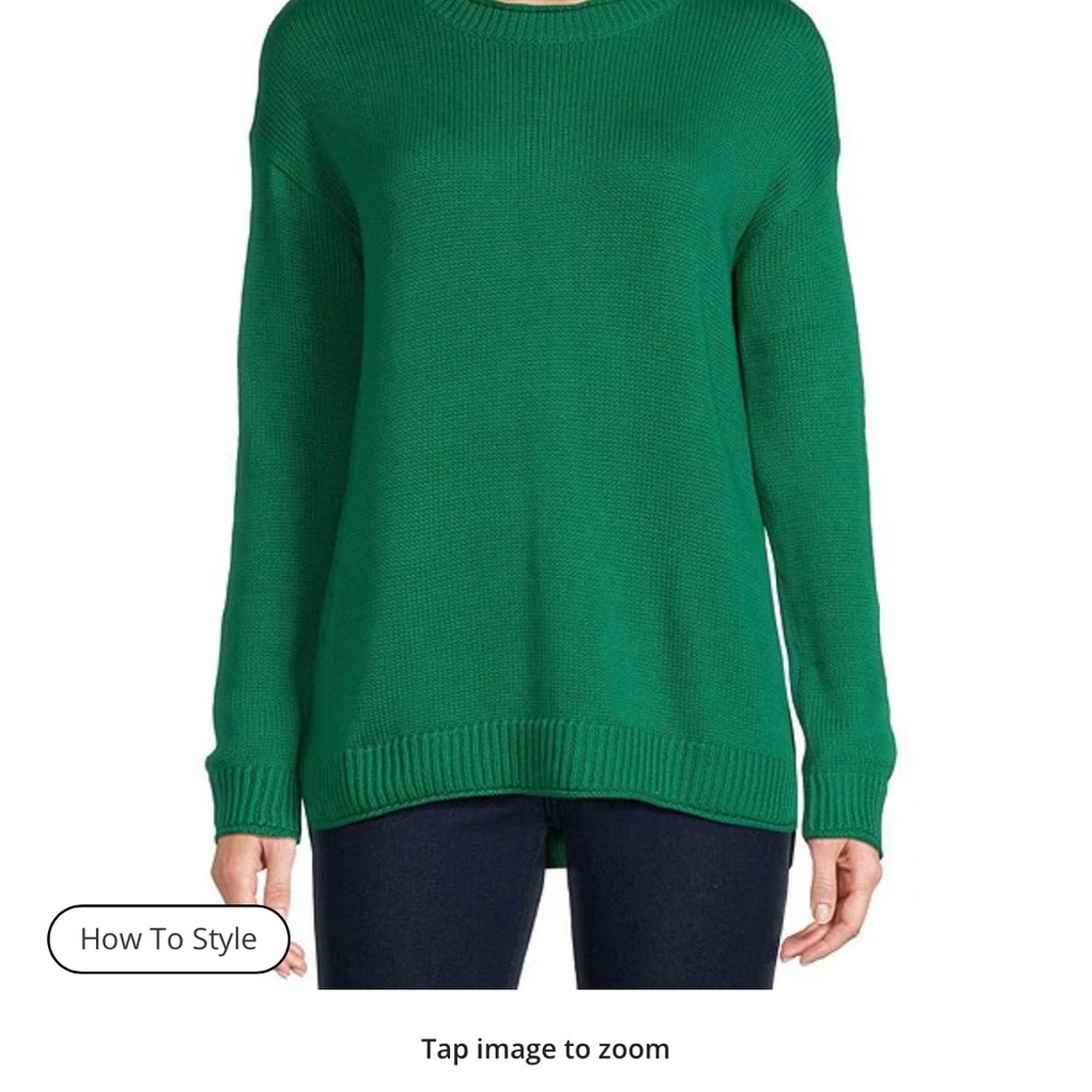 Emerald Green Crew Neck Sweater with Textured Knit